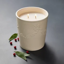 25oz Ceramic Bay & Winter Berry Candle Cream - Thresholdâ„¢ Designed With Studio McGee
