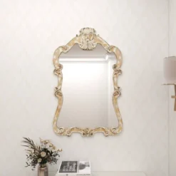 Wood Carved Acanthus Wall Mirror With Arched Top And Distressing Cream - Olivia & May 26 Wood Carved Acanthus Wall Mirror With Arched Top And Distressing Cream - Olivia & May -Home Decoration GUEST 6c919677 60a9 4678 8416 b265af065d64