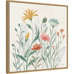 22" X 22" Wildflower Vibes III By Janelle Penner Framed Canvas Wall Art Light Brown - Amanti Art