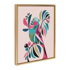 18" X 24" Sylvie Parakeet Framed Canvas Wall Art By Rachel Lee Gold - Kate And Laurel
