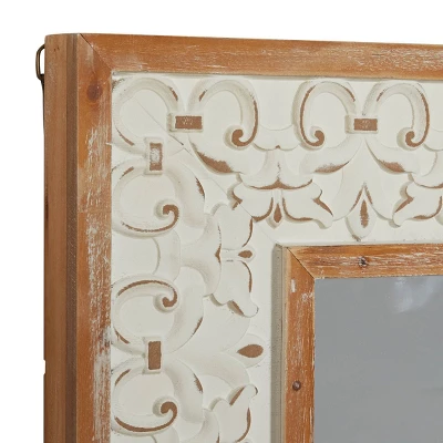Farmhouse Wood Rectangle Wall Mirror White - Olivia & May 6 Farmhouse Wood Rectangle Wall Mirror White - Olivia & May - Image 4