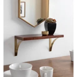 18" X 8" Bellingham Wood Decorative Wall Shelf Walnut Brown - Kate & Laurel All Things Decor -Home Decoration GUEST 704ccae4 ead0 4028 9763 aab40f0e9043