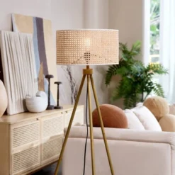 60" Sandy Faux Wood Floor Lamp With Rattan Shade - Globe Electric 17 60" Sandy Faux Wood Floor Lamp With Rattan Shade - Globe Electric -Home Decoration GUEST 7064b32b af1d 4695 a5e9 17e2698414c9