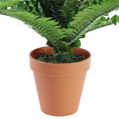 Northlight 17.5" Potted Artificial Green Boston Fern Plant 4 Northlight 17.5" Potted Artificial Green Boston Fern Plant - Image 2