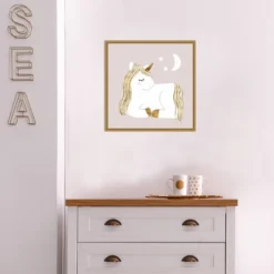 16" X 16" Sleepy Unicorn II By Victoria Barnes Framed Canvas Wall Art - Amanti Art -Home Decoration GUEST 7435b079 df23 4627 b6b6 04fb133fa857