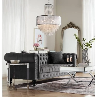 Vienna Full Spectrum Pioggia Chrome Pendant Chandelier 23 1/2" Wide Modern Crystal 5-Light Fixture For Dining Room House Foyer Kitchen Island Entryway 7 Vienna Full Spectrum Pioggia Chrome Pendant Chandelier 23 1/2" Wide Modern Crystal 5-Light Fixture For Dining Room House Foyer Kitchen Island Entryway - Image 5