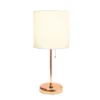 19.5" Bedside USB Port Feature Metal Table Desk Lamp Rose Gold With White Fabric Shade - Creekwood Home