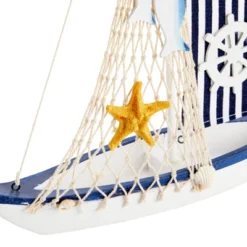 Juvale Wooden Sailing Boat Home Decor, Beach Nautical Design Sailboat With Ship's Wheel, 13 X 15 X 3 In -Home Decoration GUEST 7697ea67 9ac1 4f30 a0f0 67e8ec06f357