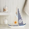 Juvale Wooden Sailing Boat Home Decor, Beach Nautical Design Sailboat With Ship's Wheel, 13 X 15 X 3 In -Home Decoration GUEST 76e80ea1 a722 48bc babe d45d75660d08