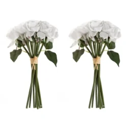 Artificial Open Rose Bundles ? 18PC Real Touch Fake 11.5-Inch Flowers With Stems For Home Décor, Wedding Or Bridal/Baby Showers By Pure Garden (White) -Home Decoration GUEST 770d2aac 8ab8 4966 aab7 065ec3ed2c80