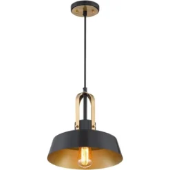 Possini Euro Design Black Warm Brass Mini Pendant Lighting Fixture 12" Wide Farmhouse Rustic For Dining Room House Home Kitchen Island High Ceilings -Home Decoration GUEST 773d06bd 78f5 4444 afd0 6fbc4b841124