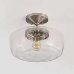 14" Marfa Glass/Iron Farmhouse Modern LED Flush Mount - JONATHAN Y -Home Decoration GUEST 7777c8bd 258d 48d2 a435 a4e4dc9a53c6