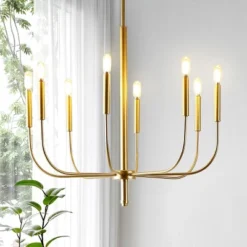 27.25" 8-Light Amoros Modern Mid-Century Iron LED Chandelier Gold Painting - JONATHAN Y 14 27.25" 8-Light Amoros Modern Mid-Century Iron LED Chandelier Gold Painting - JONATHAN Y -Home Decoration GUEST 77988f85 aab7 4a63 8025 e45948bc798f