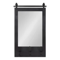 18" X 28" Cates Functional Wall Mirror Black - Kate & Laurel All Things Decor