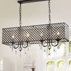 36.61" X 8.66" X 56.30" 4-Light Aruna Chandelier Black - Warehouse Of Tiffany