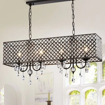 36.61" X 8.66" X 56.30" 4-Light Aruna Chandelier Black - Warehouse Of Tiffany 3 36.61" X 8.66" X 56.30" 4-Light Aruna Chandelier Black - Warehouse Of Tiffany
