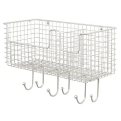 MDesign Metal Storage Organizer Basket With 6 Hooks - Wall Mount 17 MDesign Metal Storage Organizer Basket With 6 Hooks - Wall Mount -Home Decoration GUEST 79c66230 55ac 4262 b119 a82ca3b45c46