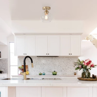 Harrow 1-Light Semi-Flush Mount Ceiling Lighting With Clear Glass Shade - Globe Electric 3 Harrow 1-Light Semi-Flush Mount Ceiling Lighting With Clear Glass Shade - Globe Electric