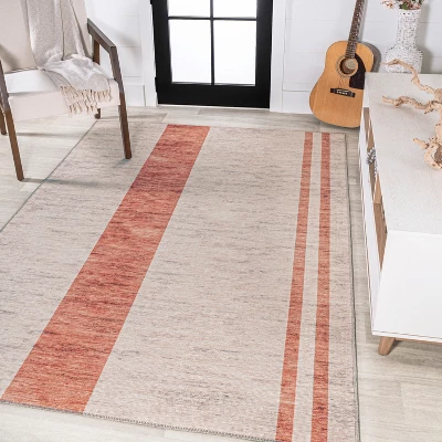 Raita Modern Distressed Stripe Machine-Washable Area Rug - JONATHAN Y 4 Raita Modern Distressed Stripe Machine-Washable Area Rug - JONATHAN Y - Image 2