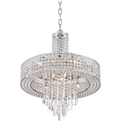 Vienna Full Spectrum Crystal Cascade Chrome Chandelier 19 1/2" Wide Modern 9-Light LED Fixture For Dining Room House Kitchen Island Entryway Bedroom -Home Decoration GUEST 7cc93eb5 8f30 4103 bc5f 2bcaf808acc7