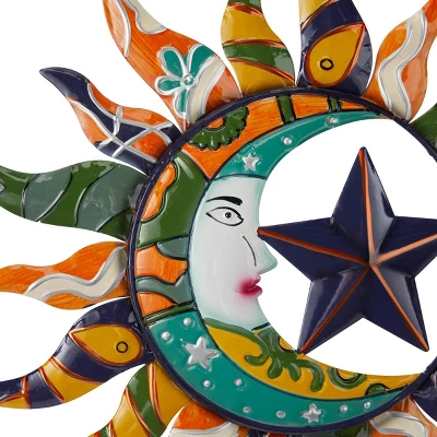 Metal Sun And Moon Indoor Outdoor Wall Decor With Abstract Patterns - Olivia & May 3 Metal Sun And Moon Indoor Outdoor Wall Decor With Abstract Patterns - Olivia & May