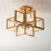 Possini Euro Design Casa Star Modern Ceiling Light Semi Flush Mount Fixture 16" Wide Warm Brass 6-Light Clear Glass For Bedroom Kitchen Living Room -Home Decoration GUEST 7cfa1fc6 ba79 4b97 90fe 0371c8279f66