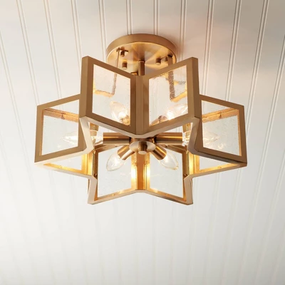 Possini Euro Design Casa Star Modern Ceiling Light Semi Flush Mount Fixture 16" Wide Warm Brass 6-Light Clear Glass For Bedroom Kitchen Living Room 3 Possini Euro Design Casa Star Modern Ceiling Light Semi Flush Mount Fixture 16" Wide Warm Brass 6-Light Clear Glass For Bedroom Kitchen Living Room