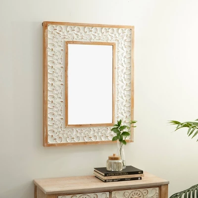 Farmhouse Wood Rectangle Wall Mirror White - Olivia & May 3 Farmhouse Wood Rectangle Wall Mirror White - Olivia & May