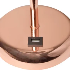 19.5" Bedside USB Port Feature Metal Table Desk Lamp Rose Gold With White Fabric Shade - Creekwood Home -Home Decoration GUEST 7d919407 e692 445a aa23 d5b9c0a9968e