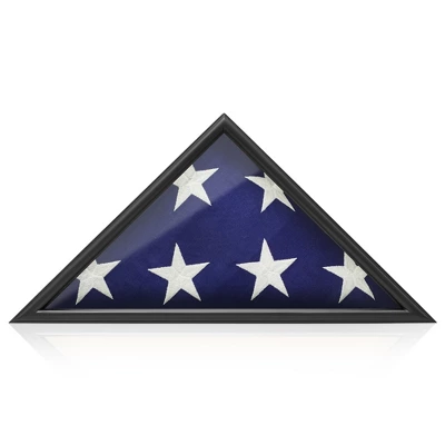 Reminded Military Burial Flag Display Case, Solid Wood Black Finish 4 Reminded Military Burial Flag Display Case, Solid Wood Black Finish - Image 2