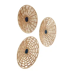 Set Of 3 Seagrass Plate Handmade Woven Basket Wall Decors Brown - Olivia & May -Home Decoration GUEST 8182f0de 3e54 418a 8f94 bd9336099efc