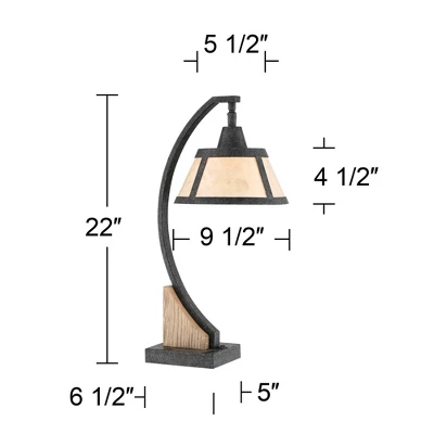 Franklin Iron Works Oak Rustic Farmhouse Desk Table Lamp 22" High Gray With USB And AC Power Outlet In Base Wash Mica Shade For Bedroom Living Room 7 Franklin Iron Works Oak Rustic Farmhouse Desk Table Lamp 22" High Gray With USB And AC Power Outlet In Base Wash Mica Shade For Bedroom Living Room - Image 5