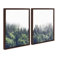18" X 24" 2pc Sylvie Lush Green Forest On A Foggy Day Framed Canvases By The Creative Bunch Studio Brown - Kate & Laurel All Things Decor