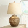 360 Lighting Buckhead Modern Accent Table Lamp 22" High Warm Bronze Brown Geometric Fabric Drum Shade For Bedroom Living Room Bedside Nightstand -Home Decoration GUEST 84e3181d b678 44eb a032 060f23b317f2