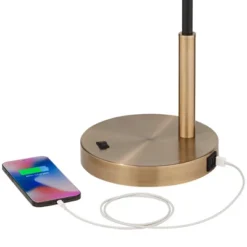 360 Lighting Colborne Modern Mid Century Desk Table Lamp 28" Tall Antique Brass Black With USB Charging Port LED For Bedroom Living Room Bedside Kids -Home Decoration GUEST 86a563e5 0152 41a0 be97 a09f9236d93f