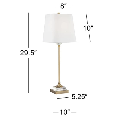 Regency Hill Julia Traditional Buffet Table Lamp 29 1/2" Tall Gold Crystal White Fabric Tapered Square Shade For Living Room Dining House Entryway 7 Regency Hill Julia Traditional Buffet Table Lamp 29 1/2" Tall Gold Crystal White Fabric Tapered Square Shade For Living Room Dining House Entryway - Image 5