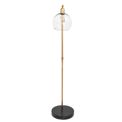 Metal And Wood Floor Lamp With Glass Globe Shade Gold - Storied Home 10 Metal And Wood Floor Lamp With Glass Globe Shade Gold - Storied Home - Image 8