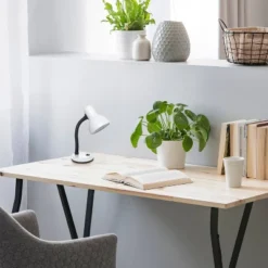 14.25" Traditional Fundamental Metal Desk Task Lamp And Bowl Shaped Shade With Flexi Gooseneck White - Creekwood Home -Home Decoration GUEST 892ce4a6 864a 4a03 8a69 0f341be65b64