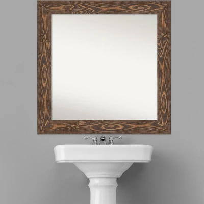 32" X 32" Non-Beveled Bridge Wood Bathroom Wall Mirror Brown - Amanti Art 7 32" X 32" Non-Beveled Bridge Wood Bathroom Wall Mirror Brown - Amanti Art - Image 5