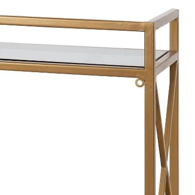 18" X 8" X 15" Blex Metal And Glass Wall Shelf Gold - Kate & Laurel All Things Decor 4 18" X 8" X 15" Blex Metal And Glass Wall Shelf Gold - Kate & Laurel All Things Decor - Image 2