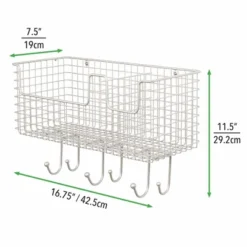 MDesign Metal Storage Organizer Basket With 6 Hooks - Wall Mount 15 MDesign Metal Storage Organizer Basket With 6 Hooks - Wall Mount -Home Decoration GUEST 8bab176a 943c 4cc4 864b 1ec1cba87ebf