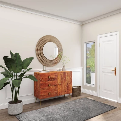 Wood Starburst Wall Mirror Silver - Olivia & May 6 Wood Starburst Wall Mirror Silver - Olivia & May - Image 4