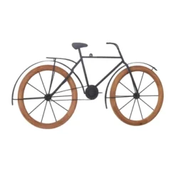 Metal Bike Wall Decor With Wood Wheels Brown - Olivia & May -Home Decoration GUEST 8dfcc921 e143 4bb4 a7da d02aa99e0c6d