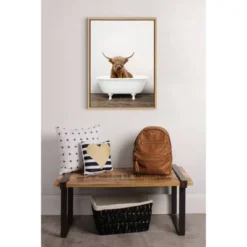 18" X 24" Sylvie Highland Cow In Tub Color Framed Canvas Wall Art By Amy Peterson Natural - Kate And Laurel -Home Decoration GUEST 8e3a56df 18e9 4d98 ab00 6824d2e82ecd