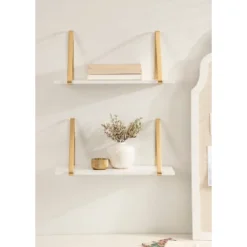 2pk 18" Soloman Wooden Shelves With Brackets White - Kate & Laurel All Things Decor -Home Decoration GUEST 8fe75fde b507 4e93 958c 019b50bb8c60