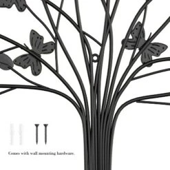 Tree Of Life Butterfly Wall Art - Hand-Painted Decorative Metal Sculpture With 3D Butterflies And Leaves For Rustic And Farmhouse Homes By Lavish Home -Home Decoration GUEST 9014e7cc 620c 49b1 b180 d0739c3630f1