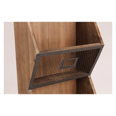 Burdock Rustic Wood And Metal Wall Vertical Storage Pockets Brown - Kate And Laurel All Things Decor, Uniek 4 Burdock Rustic Wood And Metal Wall Vertical Storage Pockets Brown - Kate And Laurel All Things Decor, Uniek - Image 2