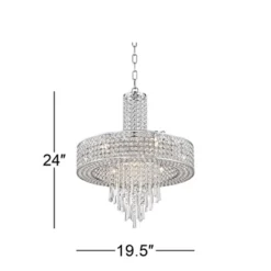 Vienna Full Spectrum Crystal Cascade Chrome Chandelier 19 1/2" Wide Modern 9-Light LED Fixture For Dining Room House Kitchen Island Entryway Bedroom -Home Decoration GUEST 92f86ceb ca38 4c04 9086 a1c2f1402a3d