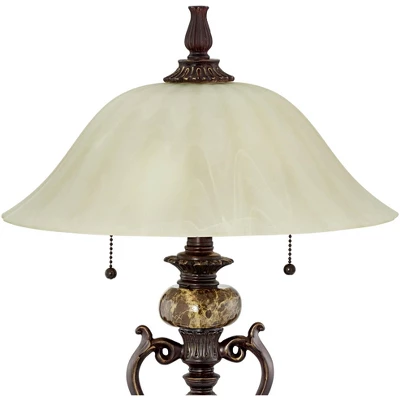 Kathy Ireland Amor Traditional Table Lamp 26" High Bronze Alabaster With Table Top Dimmer Champagne Glass Shade For Bedroom Living Room Bedside Office 4 Kathy Ireland Amor Traditional Table Lamp 26" High Bronze Alabaster With Table Top Dimmer Champagne Glass Shade For Bedroom Living Room Bedside Office - Image 2