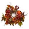 Nearly Natural 8-in Pumpkin, Gourd, Berry And Maple Leaf Artificial Arrangement Candelabrum